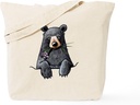 CafePress Pocket Black Bear Tote Bag Natural Canvas Tote Bag, Reusable Shopping Bag
