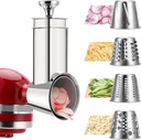 Stainless Steel Slicer Shredder Attachment for KitchenAid Mixers, Dishwasher Safe Cheese Grater Attachment, Food Slicer & Vegetable Chopper Accessory-4 Blades