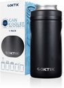 COKTIK 4 in 1 Insulated Can Cooler, Doublae Wall Slim Can Cooler for 12 oz Regular or Slim Cans & Beer Bottle (Black)