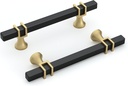 goldenwarm 10 Pack 3 Inch Black and Gold Cabinet Handles Square Drawer Pullls Hardware for Dresser Drawer