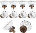 Cabinet Knobs Antique Brass 8 Pack Glass Cabinet Knobs Vintage, Crystal Drawer Knobs and Pulls,Aged Bronze Dresser Drawer Cupboard Knobs