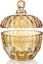 kanpura Amber Glass Candy Dish with Lid Candy Jar with Lid 34 oz Vintage Cookie Jar for Office Desk Coffee Table Decorative Buffet Glass Canister