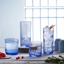Bormioli Rocco America '20s Set Of 6 Cooler Glasses, 16.5 Oz. Colored Crystal Glass, Sapphire Blue, Made in Italy.