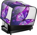 4 Slice Toaster Cover with Two Pockets for Storing knife Super Soft Appliance Cover Purple Butterfly Dust Cover for Kitchen Small Oven Cover Kitchen Bread Machine Protector Cover