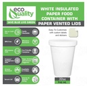 EcoQuality100 COUNT 32 oz Disposable White Paper Soup Containers with Lids COMBO - Quart Ice Cream Containers, Frozen Yogurt Cups, Microwavable, Take Out, To Go, Recyclable