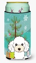 Caroline's Treasures BB1629TBC Christmas Tree and White Poodle Tall Boy Hugger Can Cooler Sleeve Hugger Machine Washable Drink Sleeve Hugger Collapsible Insulator Beverage Insulated Holder