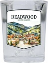 R and R Imports Deadwood South Dakota Watercolor Cityscape Design Souvenir 2 Ounce Shot Glass Square 4-Pack
