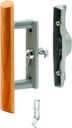 Slide-Co 14186 3-15/16 In., Gray Diecast, Sliding Patio Door Handle with Wood Handle (Single Pack)