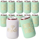 Babes and Bride Bachelorette Party Can Coolers, Set of 12 Beer Can Coolies, Perfect Bachelorette Party Decorations and Bridesmaid Gifts (Mint Green)