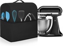 Stand Mixer Dust Cover Compatible with 3 Pockets and Handle with Kitchenaid Fits for 4.5/5 Quart Water-resistant Kitchen Aid Mixer Cover Black