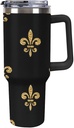 Stainless Steel Tumbler 40oz, Mardi Gras Fleur De Lis Leakproof Tumblers Insulated Water Bottle with Straw And Lid, Car Coffee Cups Travel Mug Universal Fits for Water, Iced Tea Or Coffee