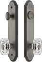 Grandeur Hardware 839309 Arc Tall Plate Complete Entry Set with Baguette Clear Crystal Knob, Backset Size - 2.375", Antique Pewter