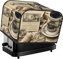 Vintage Coffee 4 Slice Toaster Cover Wide Slot Dustproof Bread Maker Cover Fingerprint Bakeware Protection Kitchen Appliance Cover Toaster Bag