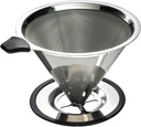 Clever Pour Over Coffee Dripper With Cup Stand (Size #4) - Paperless and Reusable - Ultra Fine Micro Mesh Filter - Perfect for Manual Brewing - BONUS: Coffee Scooping Spoon + Cleaning Brush.