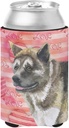 Caroline's Treasures BB9756CC American Akita Love Can or Bottle Hugger, Red Cooler Washable Drink Sleeve Collapsible Beverage Insulated Holder, Can Hugger, Multicolor