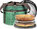 Pie Carrier With A Lid And Handle, With A Hard Edge That Won'T Collapse, Round Insulated Casserole Carrier,It Is Suitable For The Safe Transportation Of Cold And Hot Food (Green)