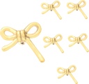 Indian Shelf 6 Pieces Aluminium Gold Bow Drawer Knobs for Kitchen Cabinet Hardware Tie Nursery Door Decorative Kids Dresser Knobs Pulls Premium Vintage