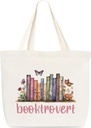 Canvas Tote Bag, Book Tote, Reusable Grocery Shopping Bag, Library Shoulder Bag, Medium, Butterfly Design, Women's Gift