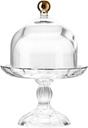 Yardwe Transparent Glass Cake Plate with Dome Footed Pastry Stand, Suitable for Parties and Weddings