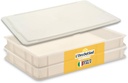 L'Oro Del Sud Commercial Dough Proofing Box Tray with Lid, White, 2 Trays + Lid, 23.6" x 15.74" x 2.75", Size Stackable Pizza Container, Bin Resistance to impact, temperature changes, Made in Italy