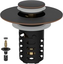 Universal Metal Bathroom Sink Drain Strainer Hair Catcher Upgraded 3 in 1 Pop-up Sink Stopper, with Detachable Stainless Steel Filter Basket, Fit Standard 1.1''~2.36'' Basin Hole, Oil Rubbed Bronze