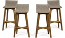 Christopher Knight Home La Brea Outdoor Acacia Wood and Wicker Barstools (Set of 4), Light Brown and Teak
