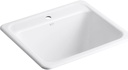 KOHLER K-19017-1-0 Glen Falls Top-Mount/Undermount Utility Sink with Single Faucet Hole, White
