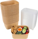34 oz Disposable Kraft paper salad bowls with lids, Food containers Soup Bowls Party Supplies Treat Bowls 50 Pack