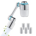 1080° Swivel Faucet Water Filter with 6 Filters, 2 Spray Modes, Splash-Proof Faucet Extender for Kitchen & Bathroom Sink, Brass Aerator for Face/Hand Wash, Toddler-Friendly