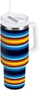40 oz Mexican Serape Blanket Stripes Tumbler with Handle, Insulated Sports Water Bottle with Lid and Straw, Thermal Stainless Steel Travel Coffee Mug Cup#26