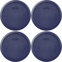 Pyrex 7402-PC 6/7 Cup Blue Food Storage Replacement Lid (4-Pack) - Made in the USA