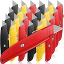 Reginary 30 Pcs Box Cutter Bulk Retractable Blade Utility Knife Heavy Duty Aluminum Alloy Razor Shell Knife for Cartons, Cardboard and Boxes, DIY, Factory, Home(Black, Yellow, Red)