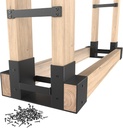 Mr IRONSTONE Firewood Rack Outdoor Indoor, Firewood Rack Brackets Kit Adjustable to Any Length, Heavy Duty Fire Wood Storage Racks with 34 Accessories, Fireplace Wood Holder For Patio Deck