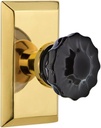 Nostalgic Warehouse 727321 Studio Plate Crystal Black Glass Door Knob in Polished Brass, Privacy 2.75
