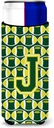 Letter J Football Green and Yellow Ultra Beverage Insulators for slim cans