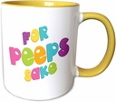 3dRose For Peeps Sake Easter Saying 15oz Two-Tone Yellow Mug