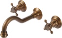 Bathroom Universal Sink Faucet Wall Mounted 3 Holes 2 Cross knobs Brass Bathroom Basin Mixing Faucet Mixing Nozzle Dual Handle Commercial Antique Bronze Color