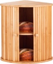 Bamboo Bread Box For Kitchen Countertop TOMKID Farmhouse Corner Bread Box 2 Layer Bread Storage Container, Extra Large Bread Boxes, 15.1 in x 11.8 in x 16.8 in (Assembly required)