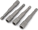 uxcell Magnet Hex Socket Nut Driver Bits, 6.5mm x 65mm, 4-Piece, Gray