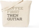 CafePress Coffee Then Guitar Tote Bag Reusable Natural Beige Canvas Shopping Bag