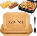 120pcs Air Fryer Liners Disposable for Ninja FG551/DG551/IG651/IG601 Foodi Smart XL Indoor Grill, Unbleach Parchment Paper Sheets with Oil Brush for Ninja Foodi Grill
