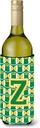 Caroline's Treasures CJ1069-ZLITERK Letter Z Football Green and Gold Wine Bottle Hugger Bottle Cooler Sleeve Hugger Machine Washable Collapsible Insulator Beverage Insulated Holder