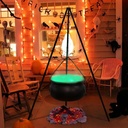 Halloween Decorations Outdoor - Large Witches Cauldron on Tripod with Lights - Black Plastic Cauldron Candy Bucket Decoration for Yard Home Porch Outside
