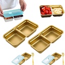 2-Pack Stainless Steel Snack Containers with Forks, Leakproof 304 Bento Snack Box with Date Dial, Portion Control Food Box for Travel, Outdoor, Healthy Snacks, Dishwasher Safe (Gold Set)