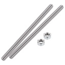 3/8"-16 Fully All Threaded Rod & Studs, 100mm/4 Length, 304 Stainless Steel Right Hand Thread Screw for Furniture Anchor Bolts, Clamps, Hangers and U-Bolts 2 Pack 【with Nuts】