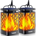 TomCare Solar Lanterns Outdoor Upgraded Flickering Flame Waterproof Hanging Lanterns Decorative Solar Powered LED Christmas Lights for Patio Deck Yard, 2 Pack