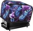Purple Rose With Beautiful Butterfly On It 2 Slice Toaster Covers Bread Machine Cover Quilted Dustproof Fingerprint Protectors Small Washable Appliance Cover Bread Maker Dust Protection Universal Size