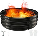 36" Round Galvanized Steel Fire Ring Pit for Backyard,Camping,Bonfire; Round Steel Raised Garden Bed Kit,Metal Raised Garden Box for Outdoor Gardening and Planting(3X3X1FT,Black)