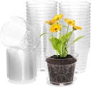 4 Inch Clear Nursery Pots, Set of 30 Transparent Plant Flower Pots for Small Indoor Plants with Drainage Holes & Trays, Plastic Seedling Starter Pots for Various Plants