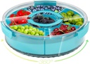 Divided Serving Tray with Lid and Handle,Large Snack Spinner,Snackle Box Container, Multi-purpose Food Platter for Charcuterie Veggie Fruit, Taco Tuesday Movie Night Travel Beach Picnic Essentials